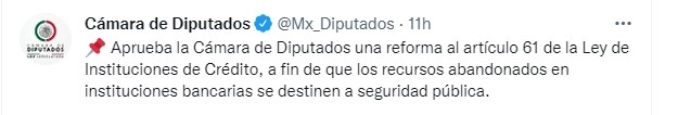 c�mara de diputados aprueba una reforma al art�culo 61 de la ley de instituciones de cr�dito